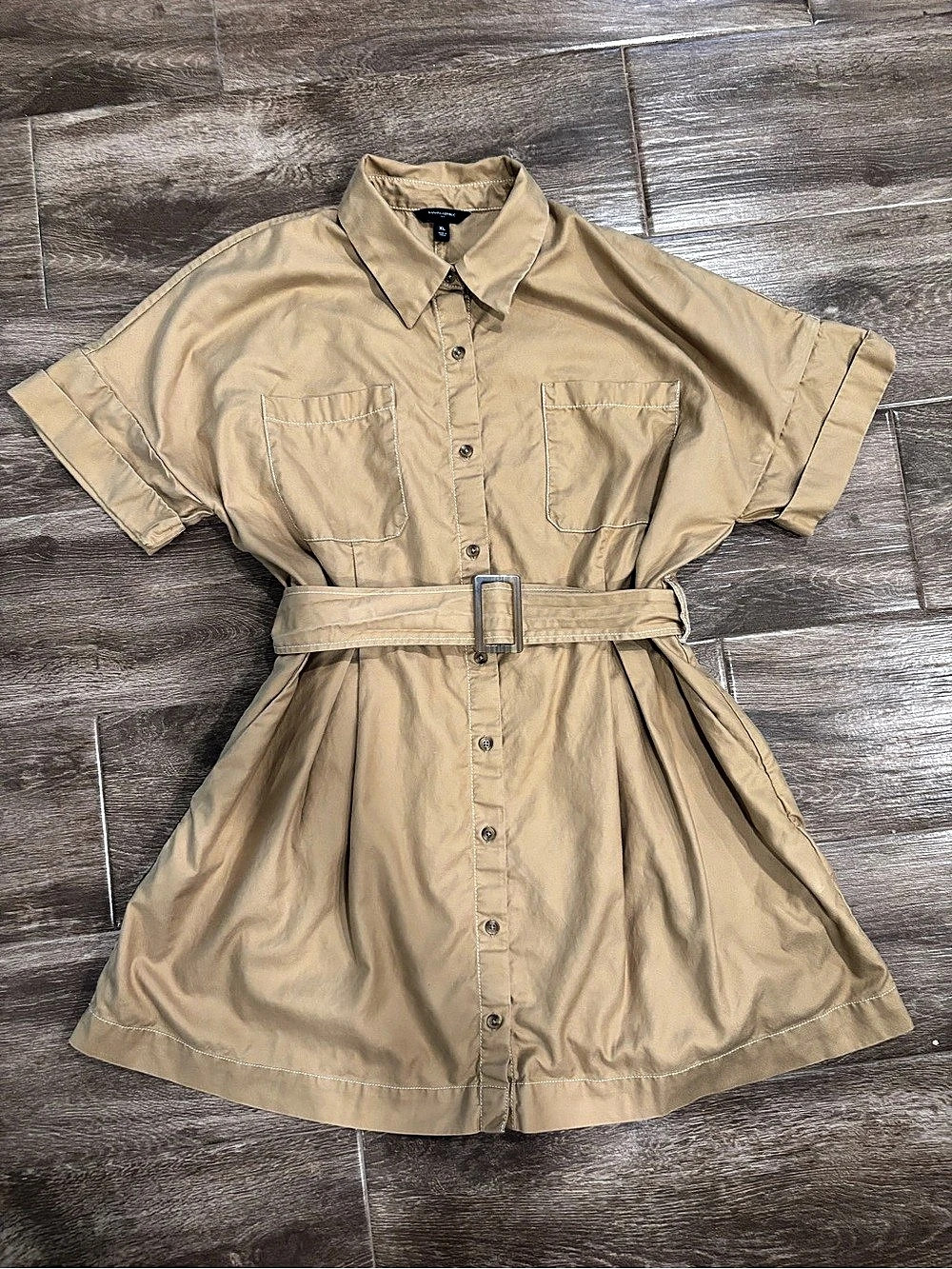 Banana Republic Safari Utility Short Sleeve Belted Shirtdress Belted Relaxed Fit
